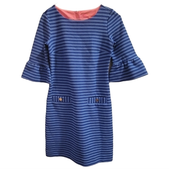 Lilly Pulitzer Alden Dress in Blue Grotto Ottoman Stripe Size  XXS - Picture 4 of 9